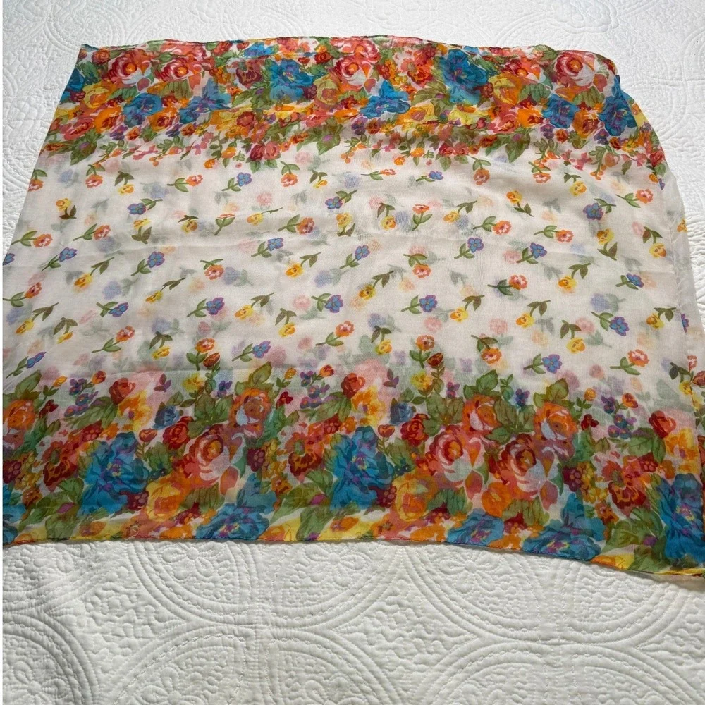 Scarf4you Infinity Scarf Womens OS Multicolor‎ Floral Lightweight Sheer 30x70